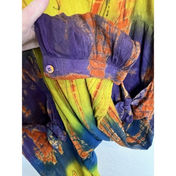 Vintage Rosey Tomato Multicolor Artistic Graphic Print Jumpsuit Size Large - Picture 6 of 14